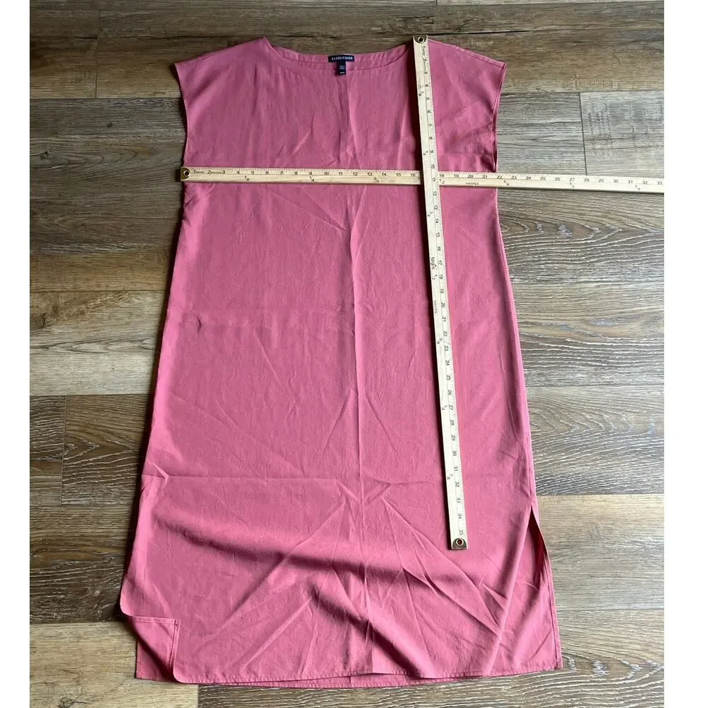 NWOT Eileen Fisher CHUTNEY Sandwashed Tencel Bateau Neck Midi Shift Dress M $228 - Picture 6 of 6
